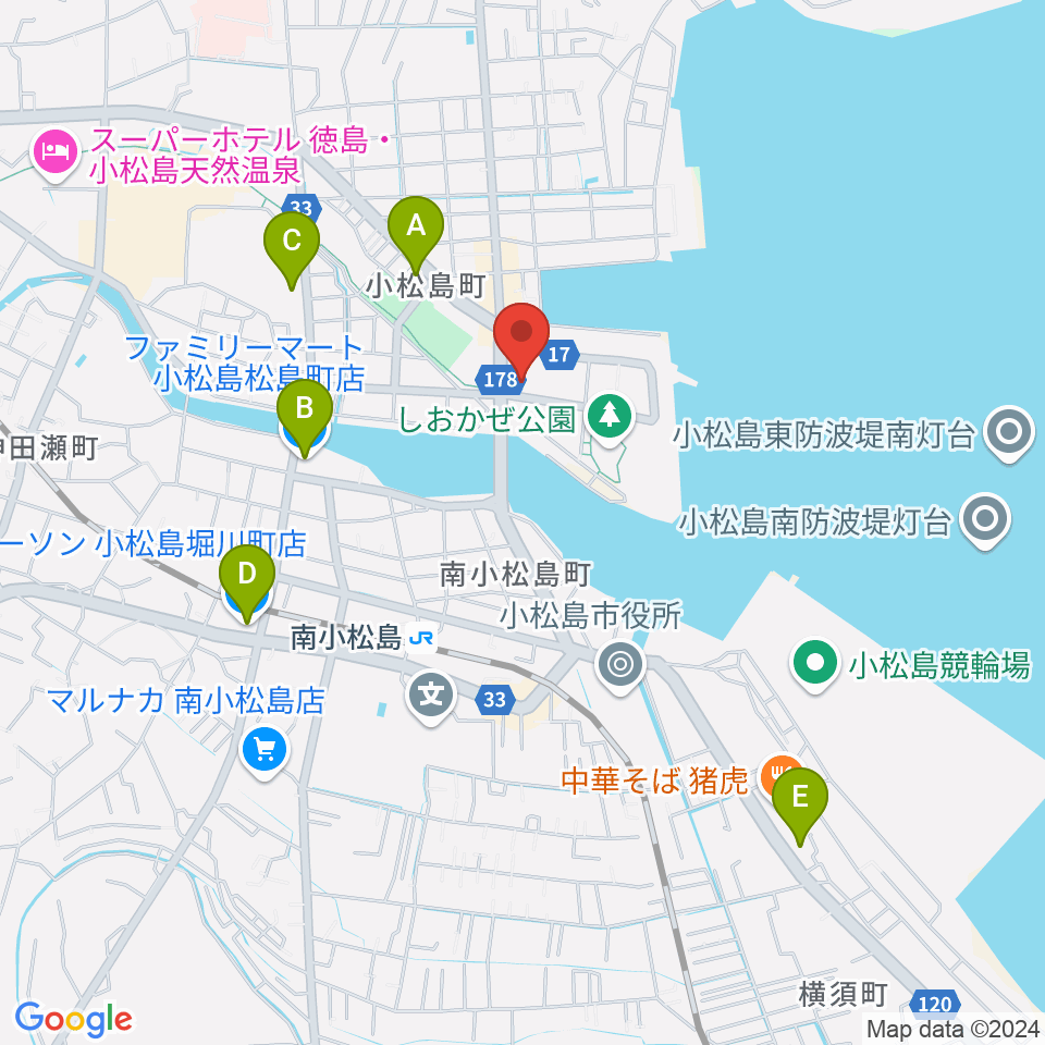 小松島市サウンドハウスホール周辺のコンビニエンスストア一覧地図