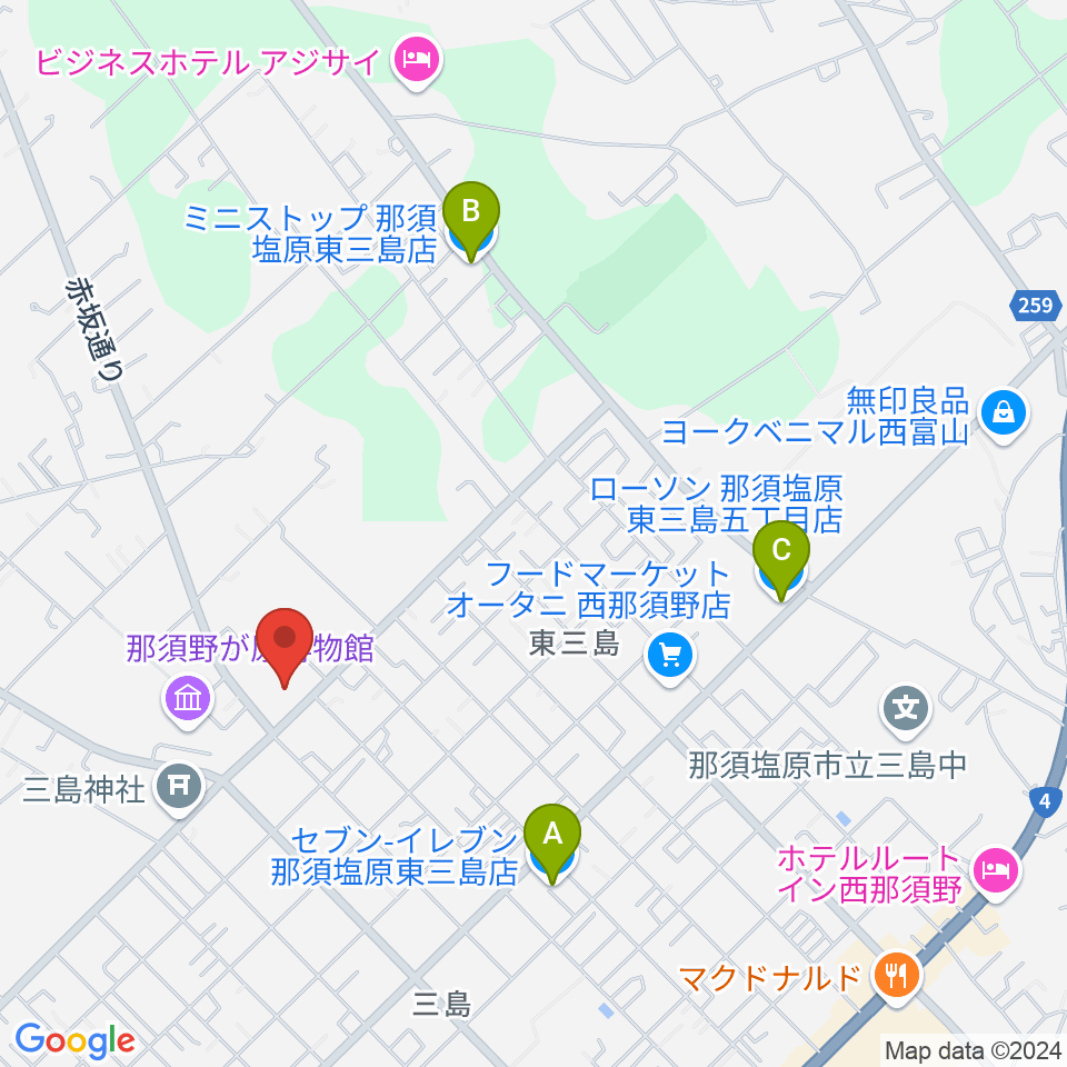 GUNEI三島ホール周辺のコンビニエンスストア一覧地図