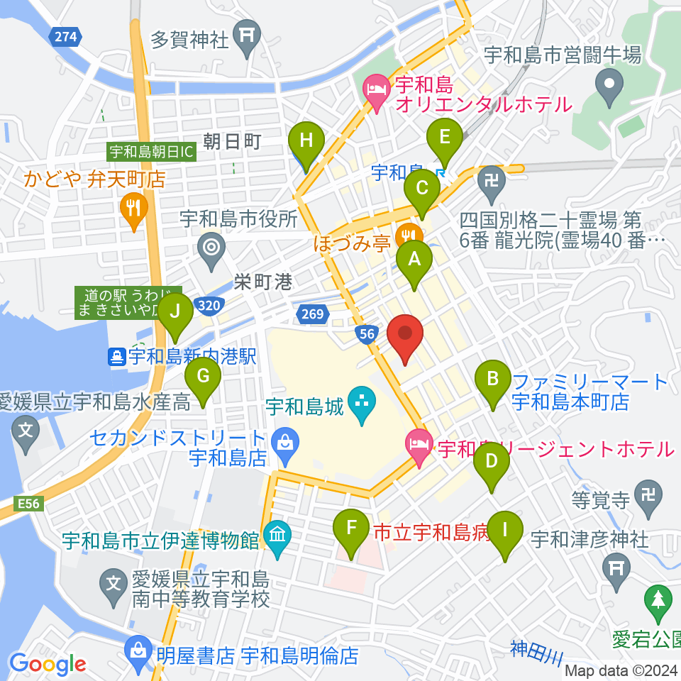 南予文化会館周辺のコンビニエンスストア一覧地図