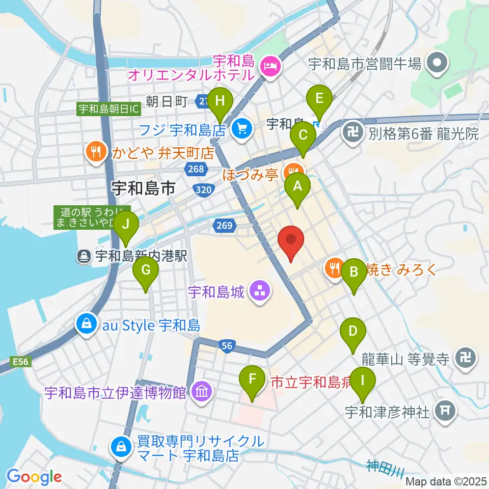 南予文化会館周辺のコンビニエンスストア一覧地図