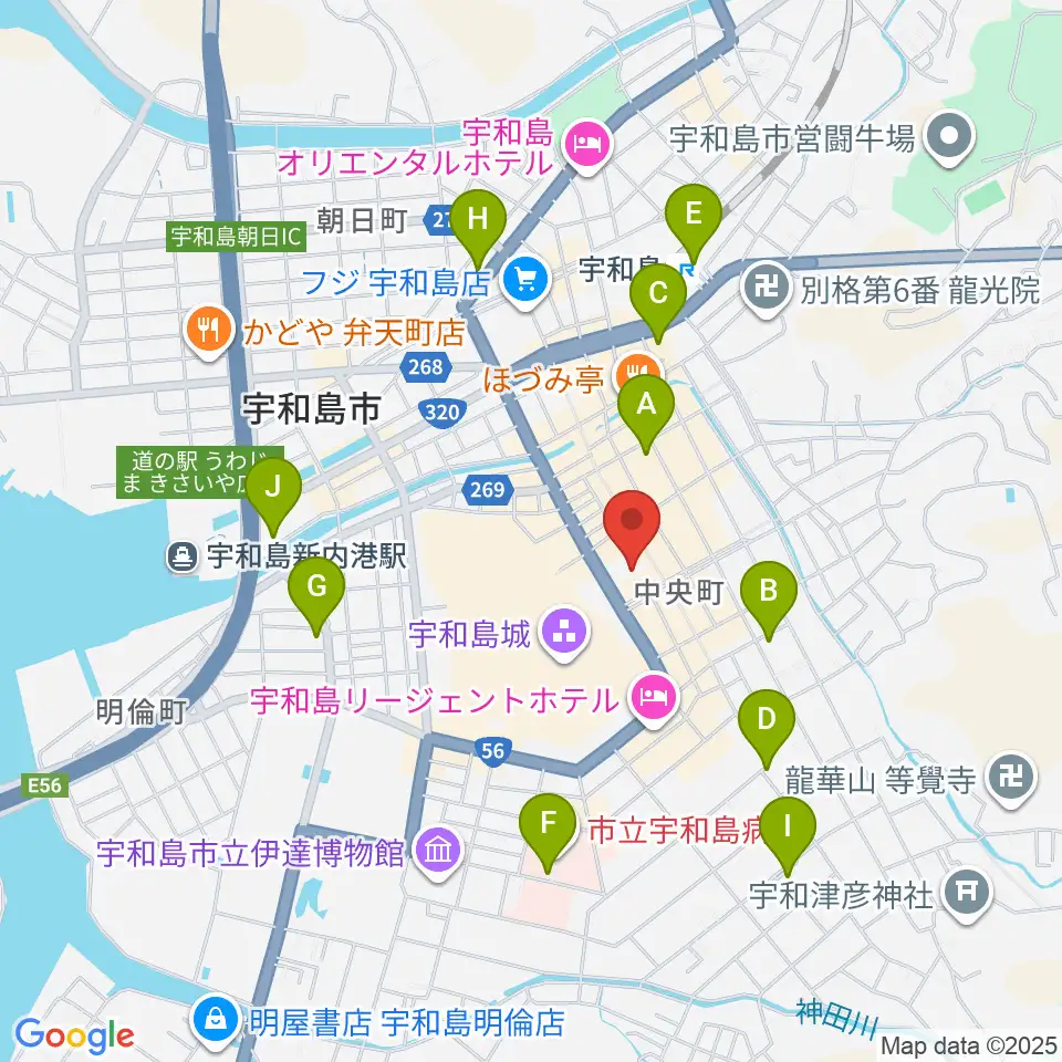 南予文化会館周辺のコンビニエンスストア一覧地図