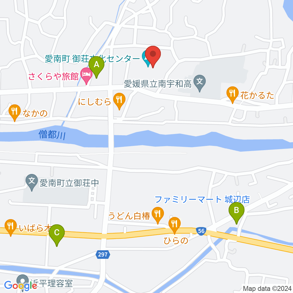 愛南町御荘文化センター周辺のコンビニエンスストア一覧地図