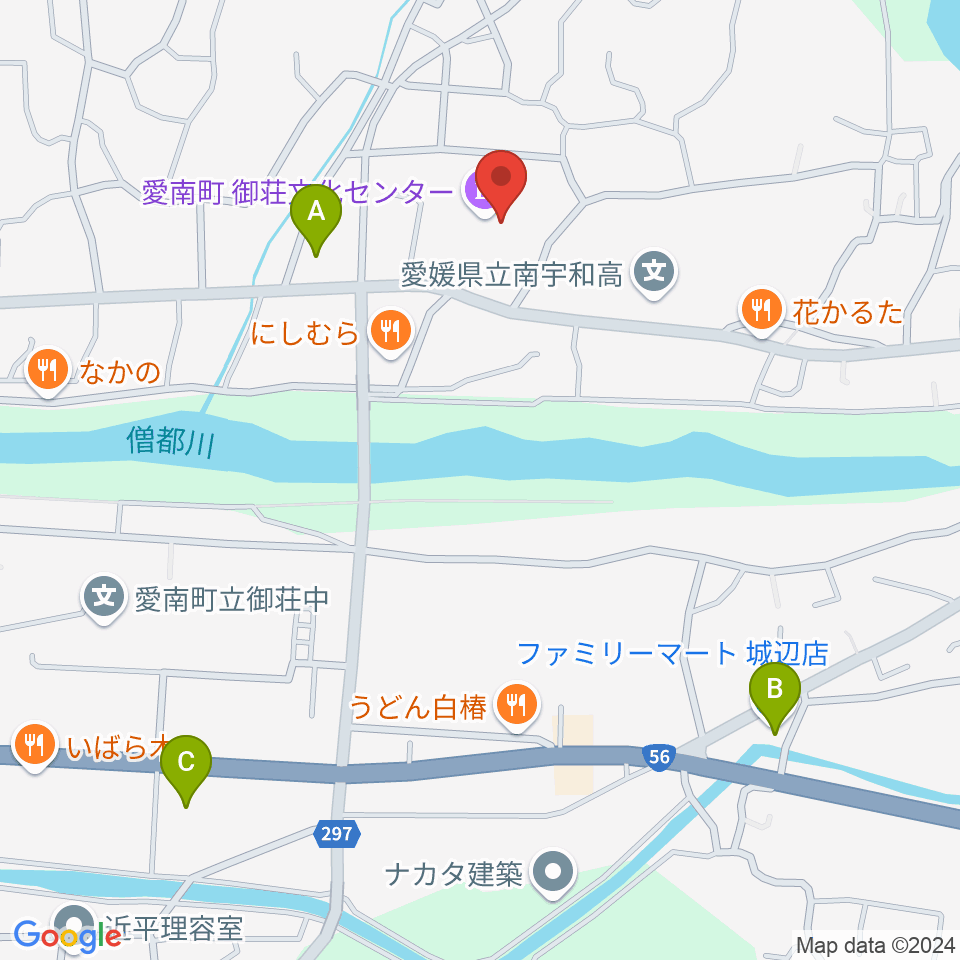 愛南町御荘文化センター周辺のコンビニエンスストア一覧地図