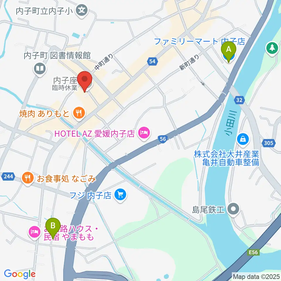 内子座周辺のコンビニエンスストア一覧地図