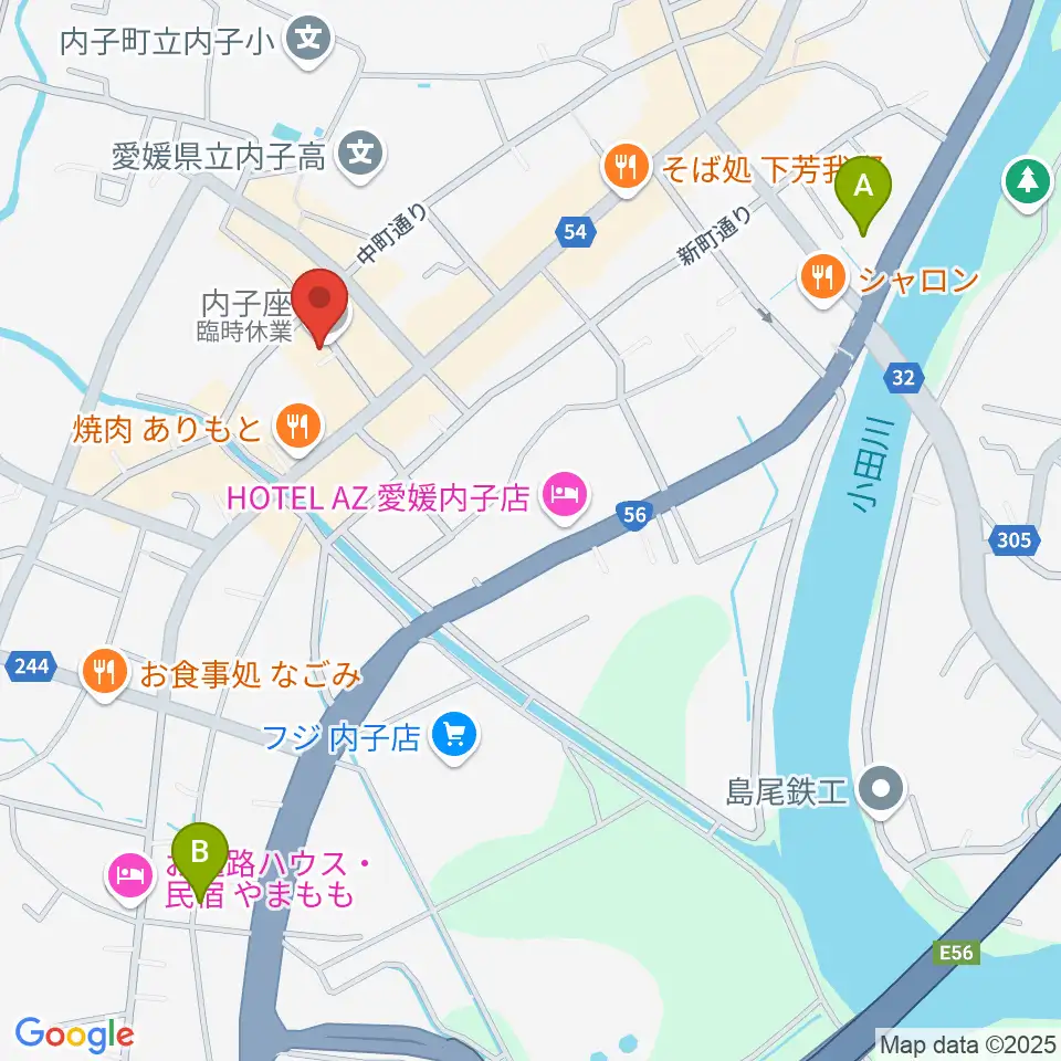 内子座周辺のコンビニエンスストア一覧地図