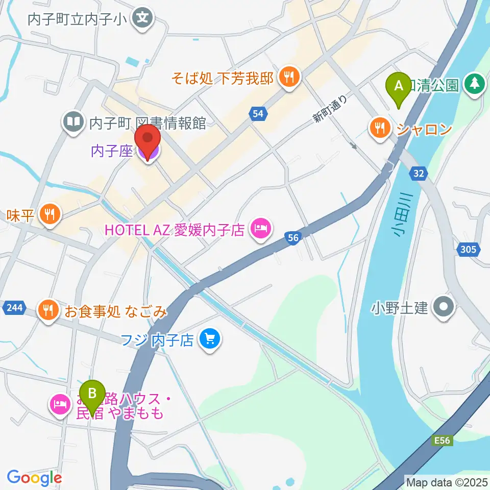 内子座周辺のコンビニエンスストア一覧地図