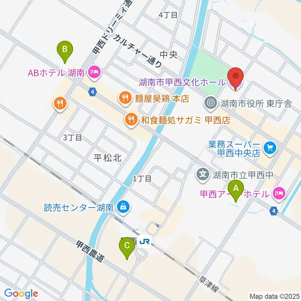 湖南市甲西文化ホール周辺のコンビニエンスストア一覧地図