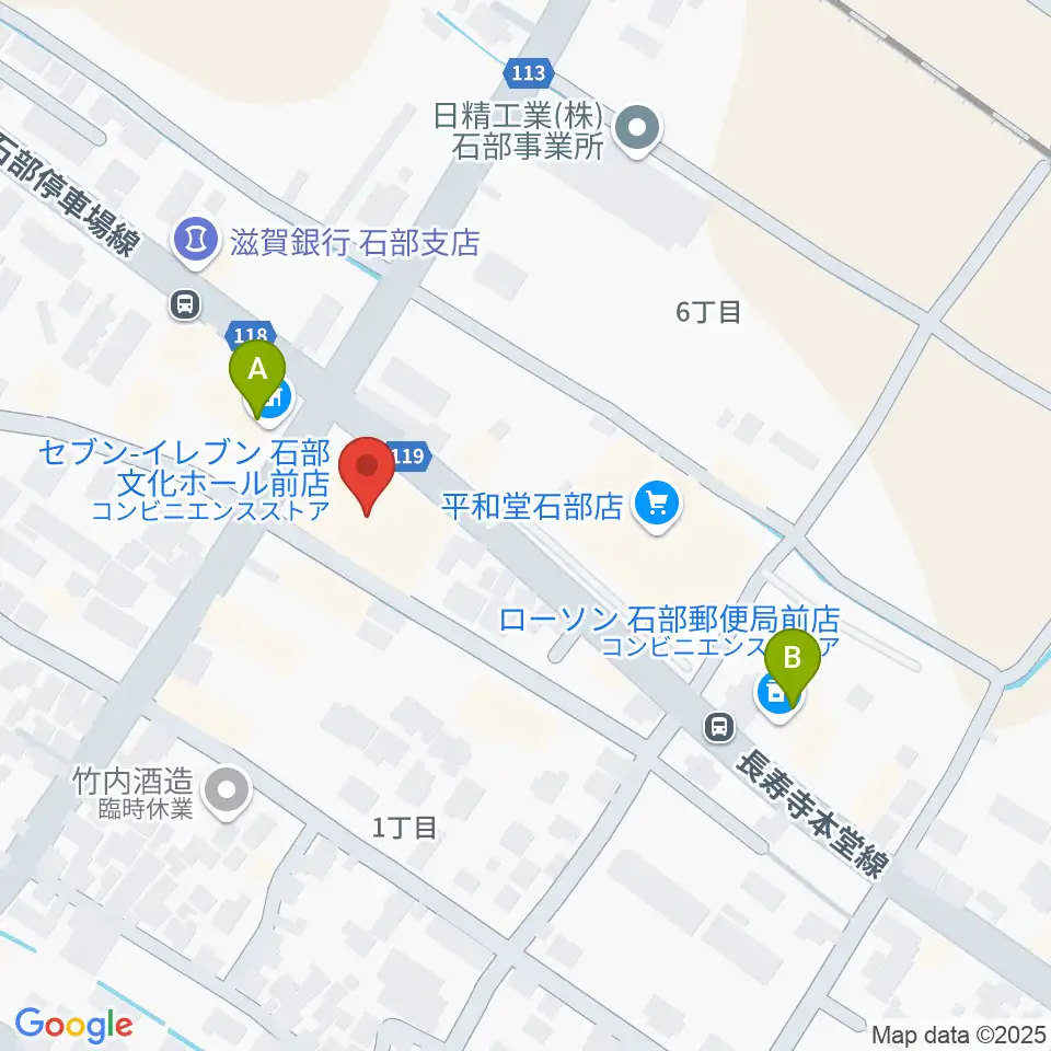 石部文化ホール周辺のコンビニエンスストア一覧地図
