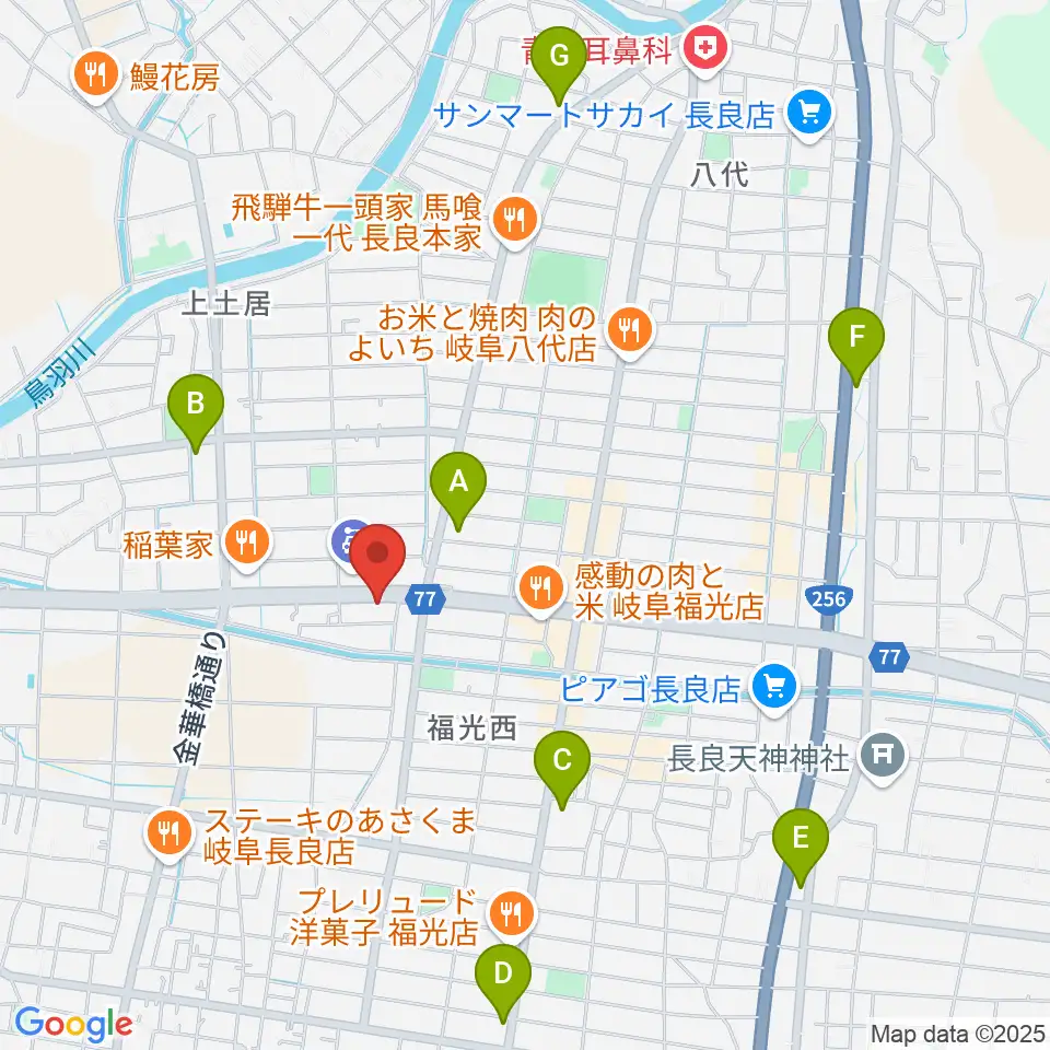 日響楽器 岐阜店周辺のコンビニエンスストア一覧地図
