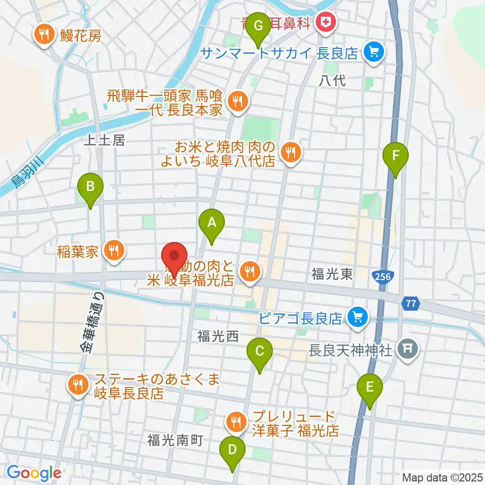 日響楽器 岐阜店周辺のコンビニエンスストア一覧地図