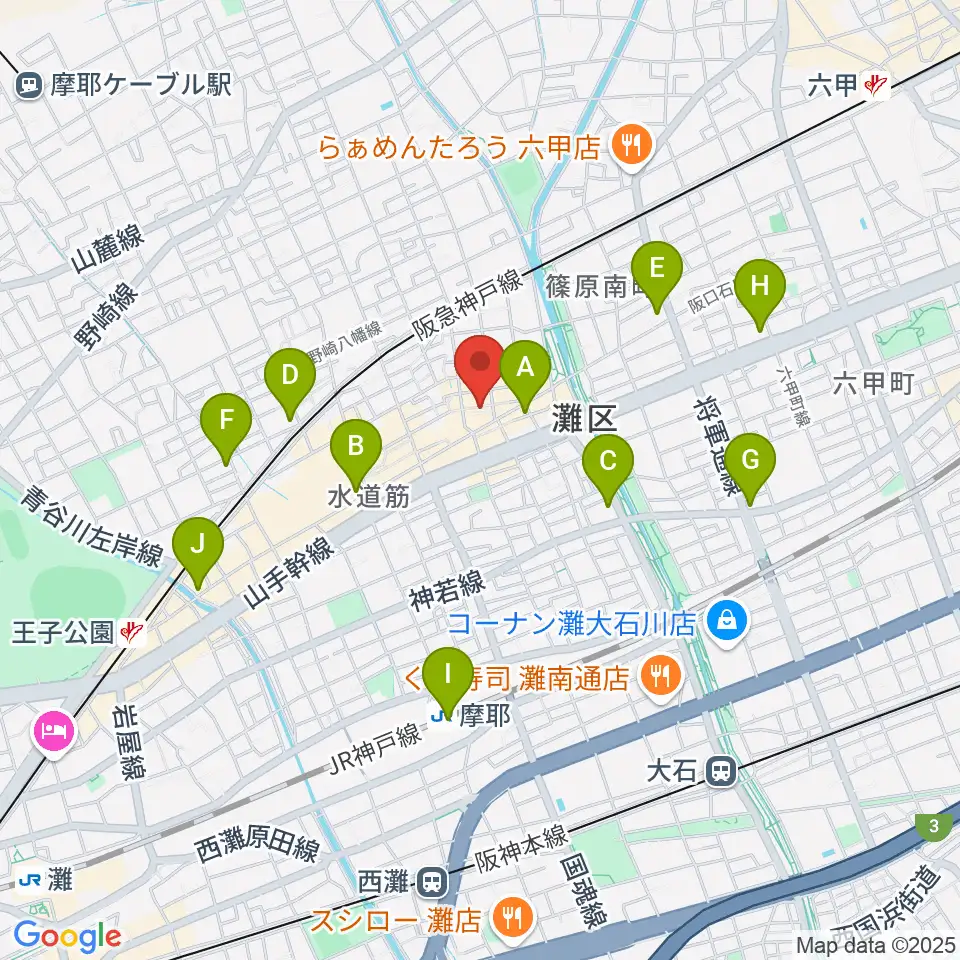 神戸マンボーギター教室周辺のコンビニエンスストア一覧地図