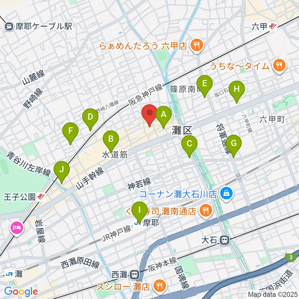 神戸マンボーギター教室周辺のコンビニエンスストア一覧地図