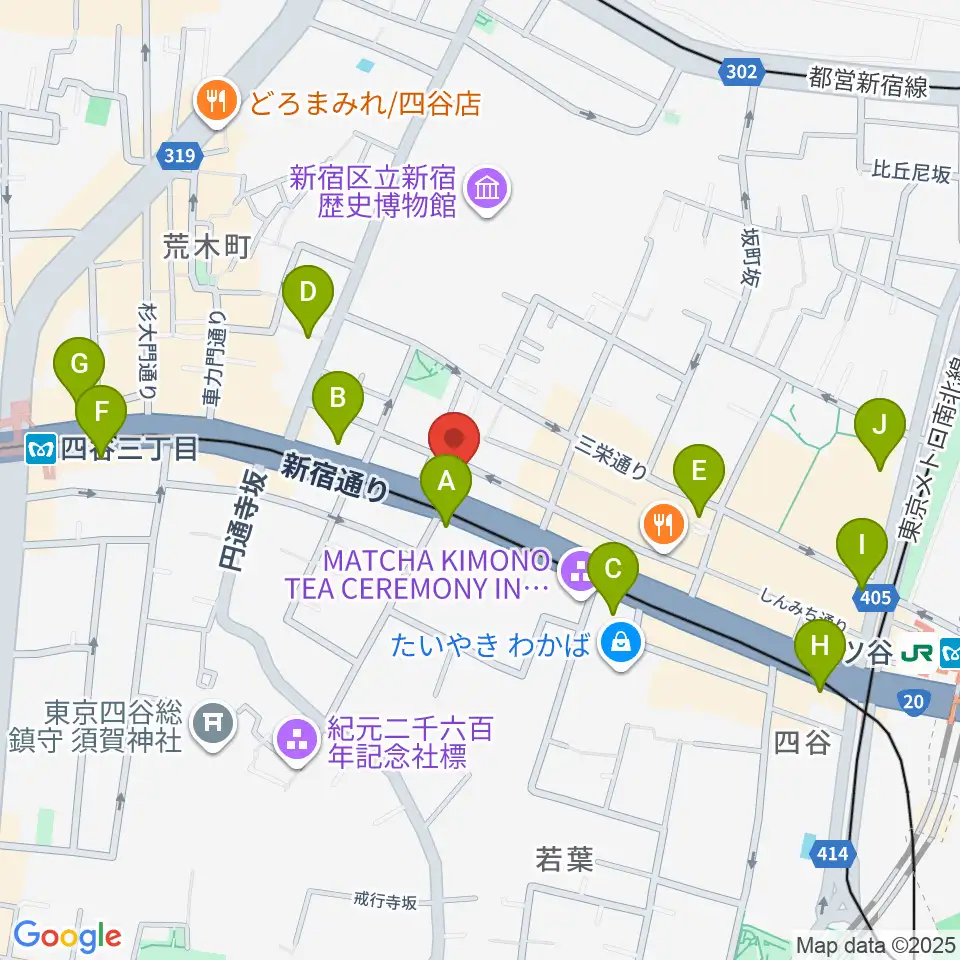 四谷アウトブレイク周辺のコンビニエンスストア一覧地図