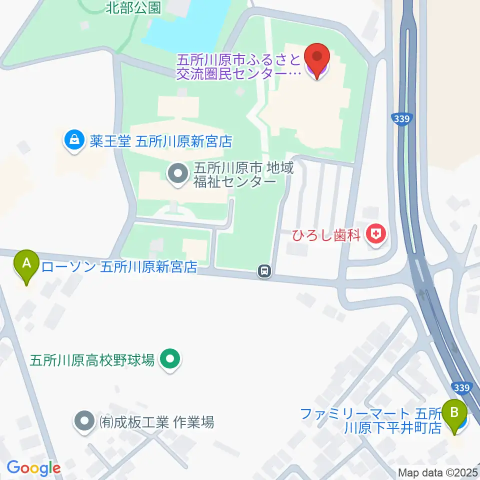 ふるさと交流圏民センター オルテンシア周辺のコンビニエンスストア一覧地図
