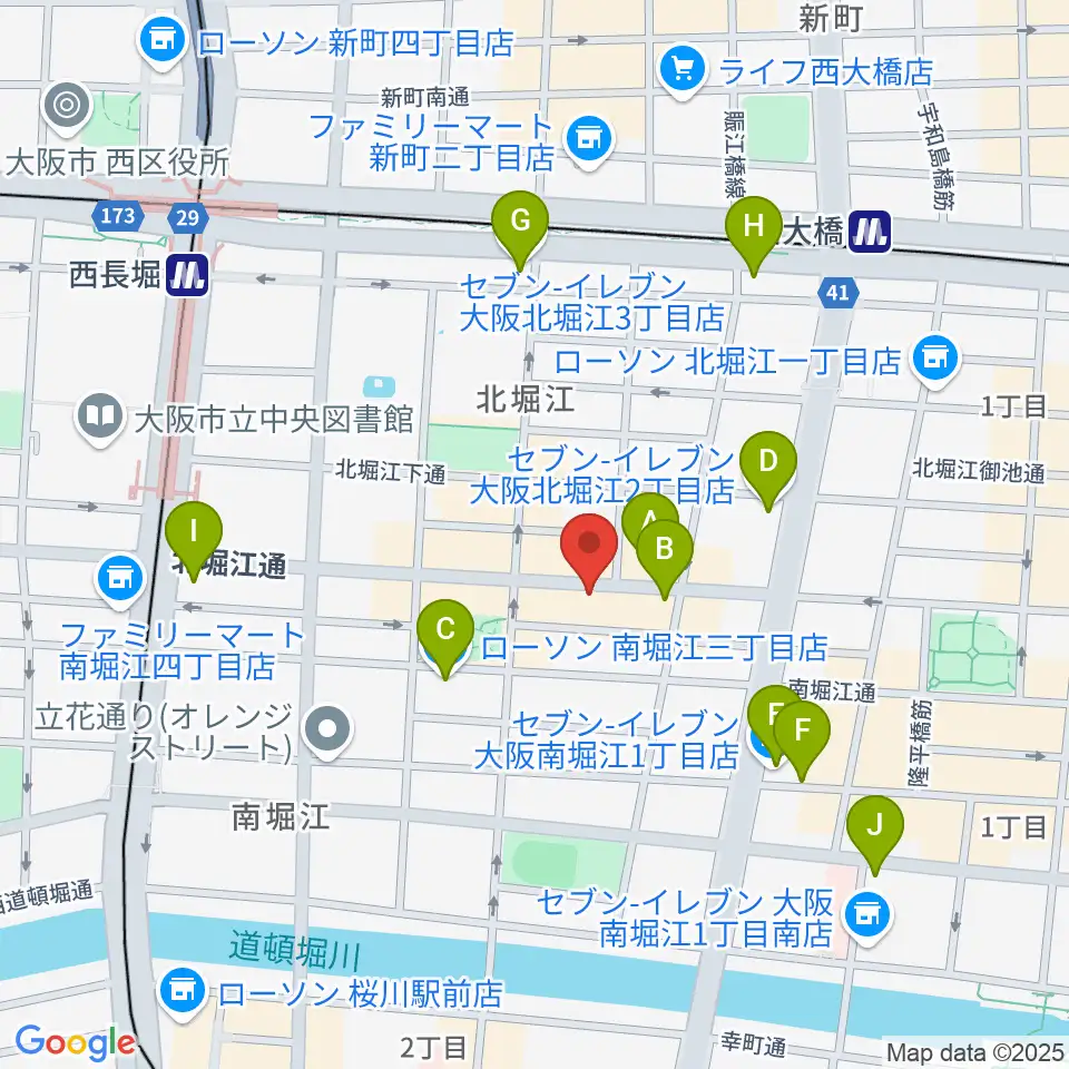 南堀江SOCORE FACTORY周辺のコンビニエンスストア一覧地図