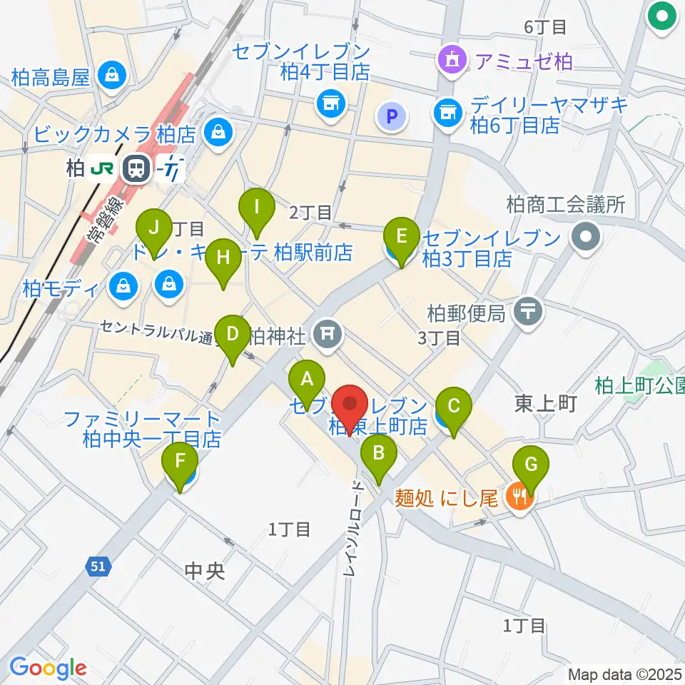 USボーカル教室 柏校周辺のコンビニエンスストア一覧地図