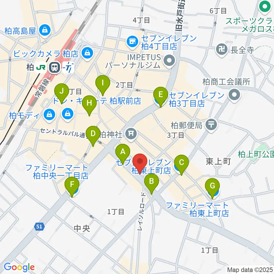 USボーカル教室 柏校周辺のコンビニエンスストア一覧地図