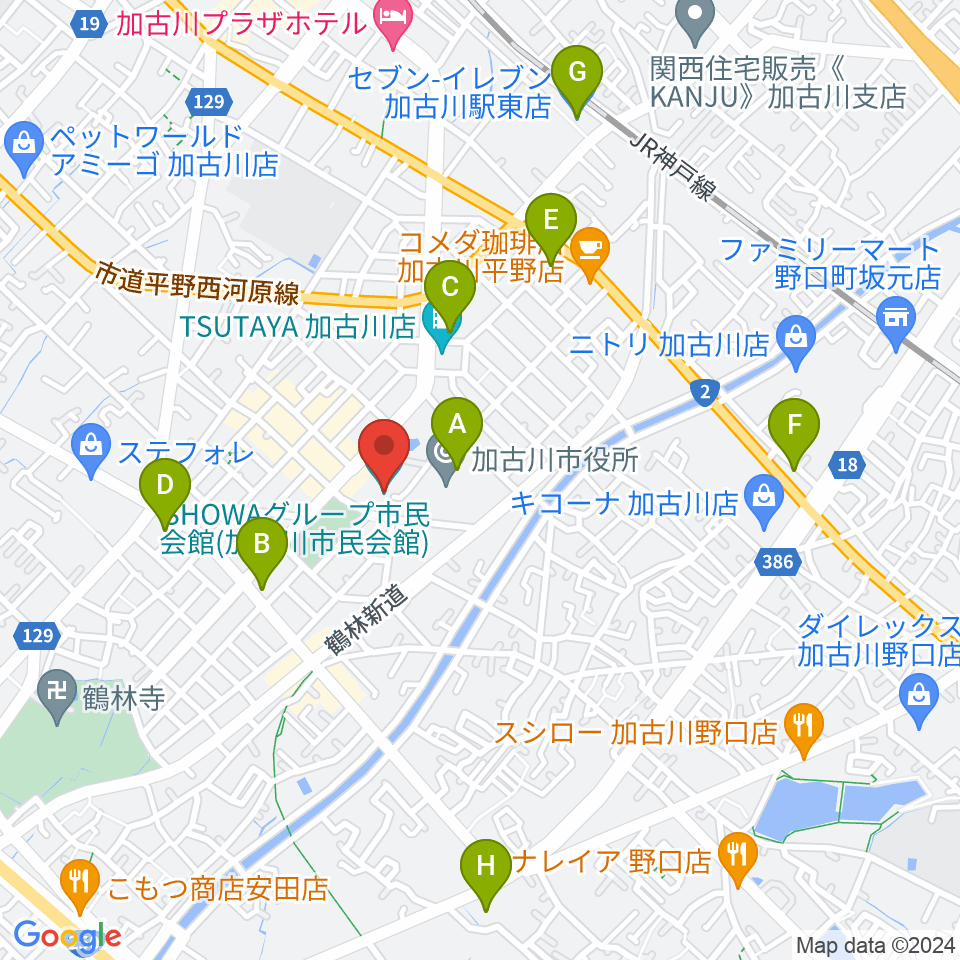 SHOWAグループ市民会館周辺のコンビニエンスストア一覧地図