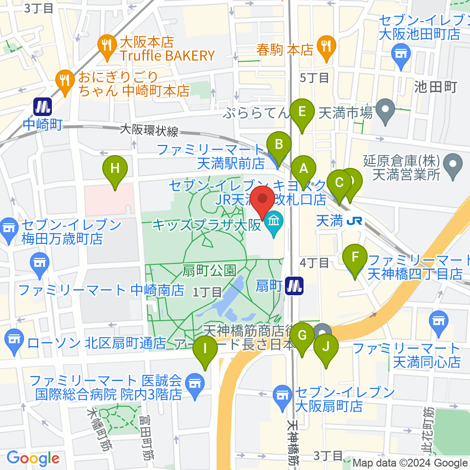 カンテレ扇町スクエア周辺のコンビニエンスストア一覧地図