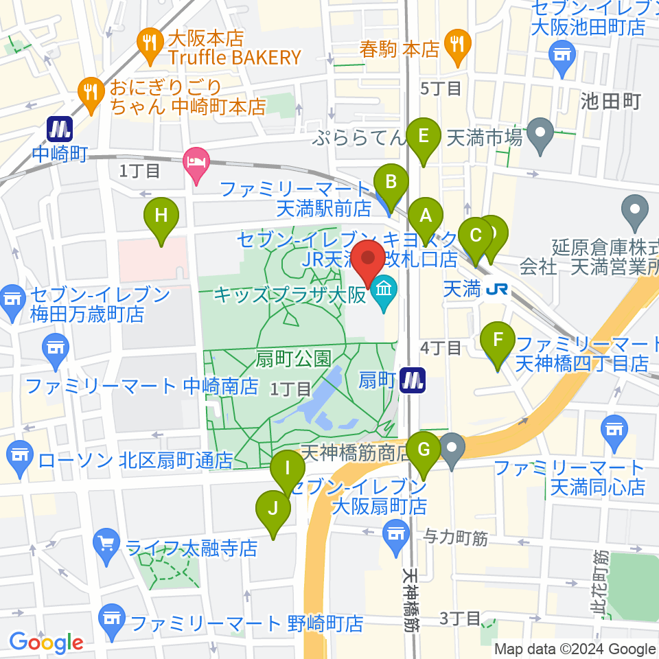 カンテレ扇町スクエア周辺のコンビニエンスストア一覧地図