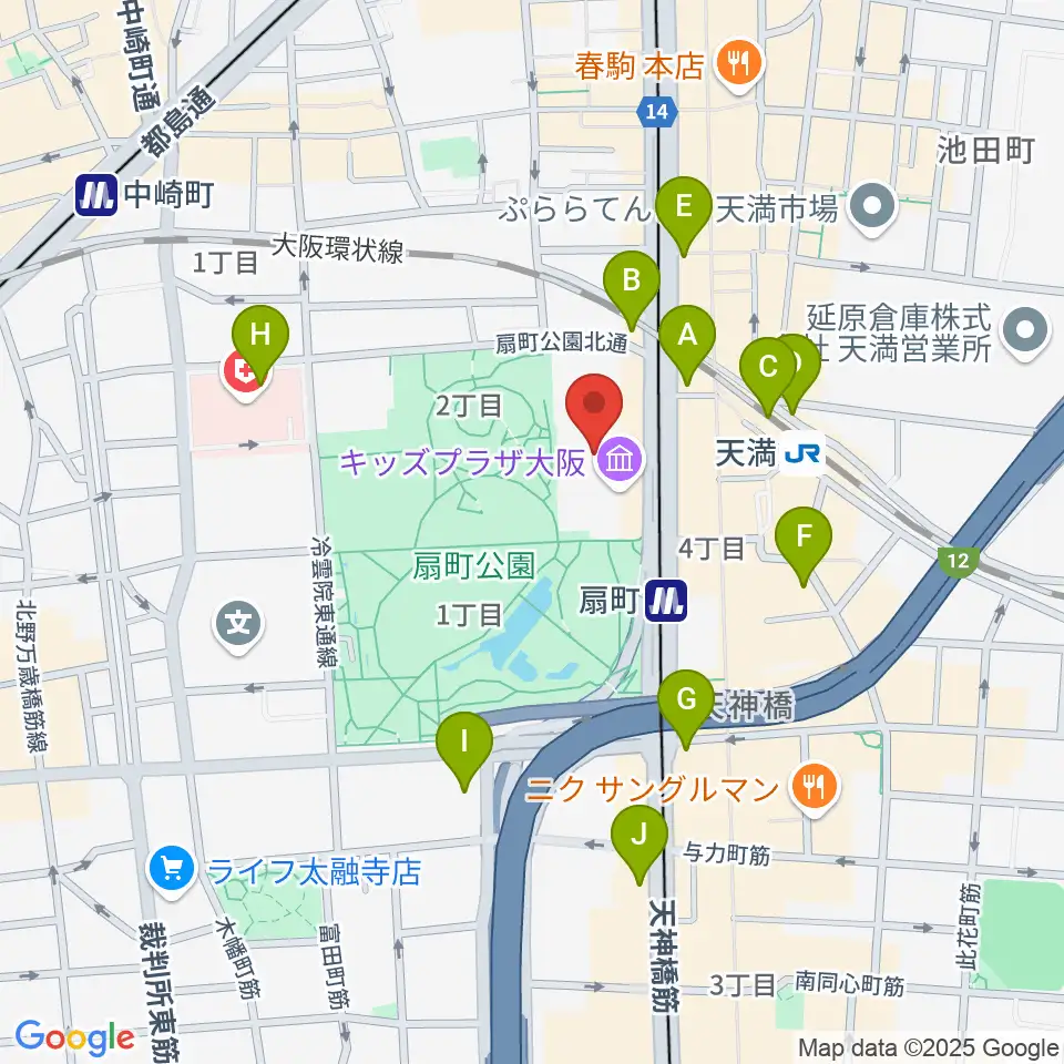 カンテレ扇町スクエア周辺のコンビニエンスストア一覧地図