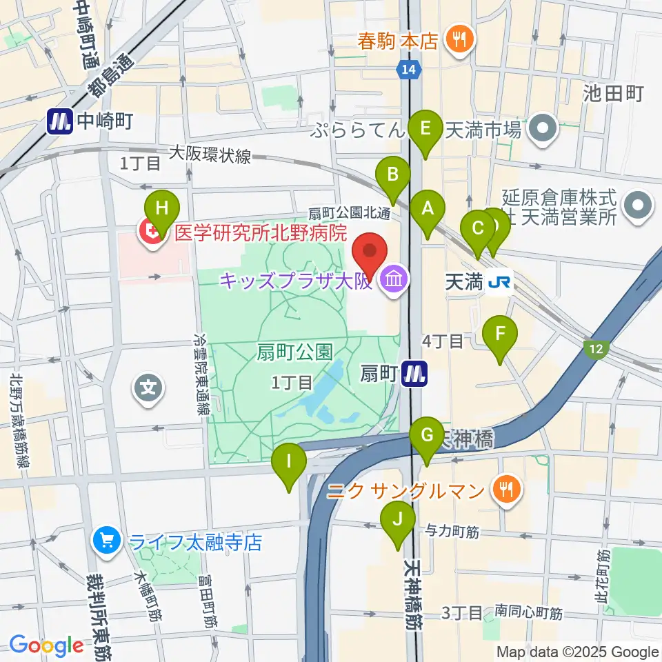カンテレ扇町スクエア周辺のコンビニエンスストア一覧地図