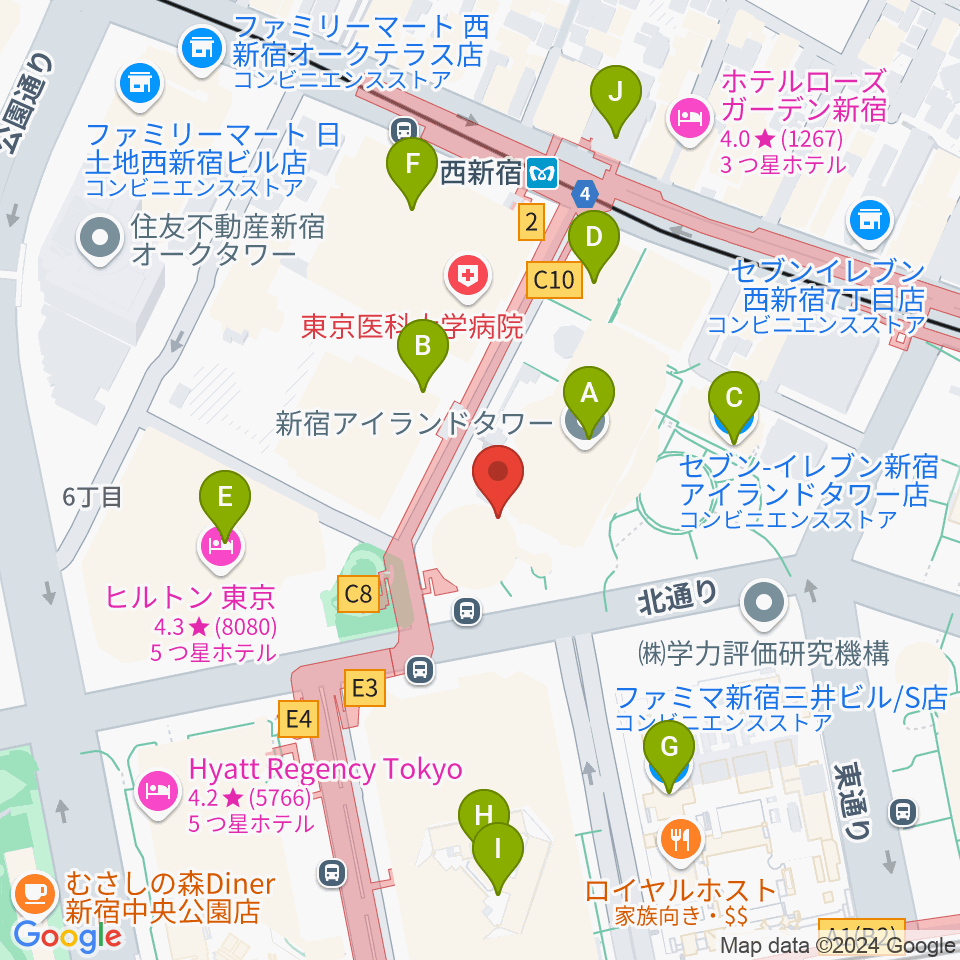 新宿ReNY周辺のコンビニエンスストア一覧地図