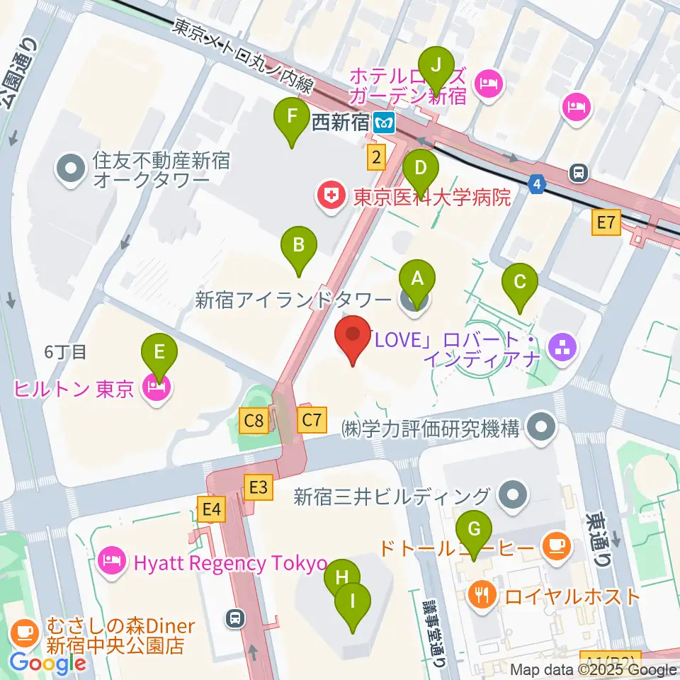 新宿ReNY周辺のコンビニエンスストア一覧地図