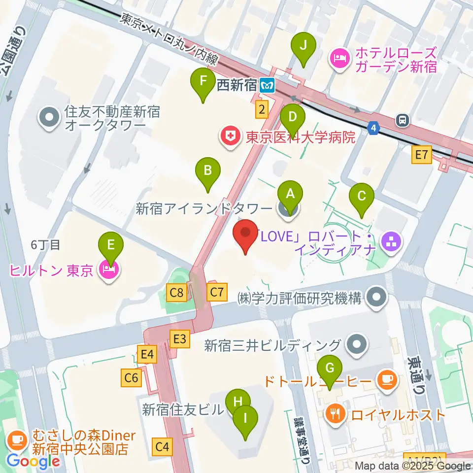 新宿ReNY周辺のコンビニエンスストア一覧地図
