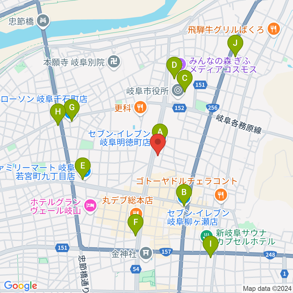 ドリームシアター岐阜周辺のコンビニエンスストア一覧地図