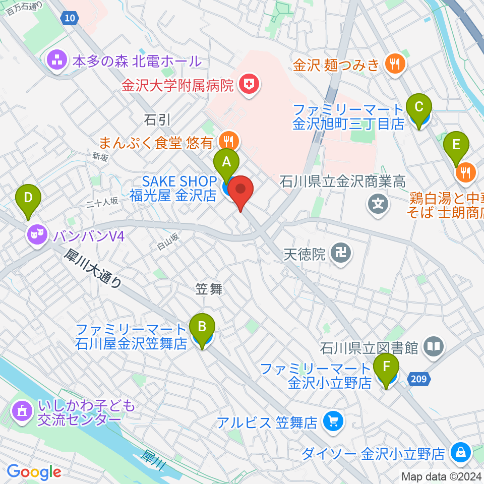 金沢etc.link周辺のコンビニエンスストア一覧地図