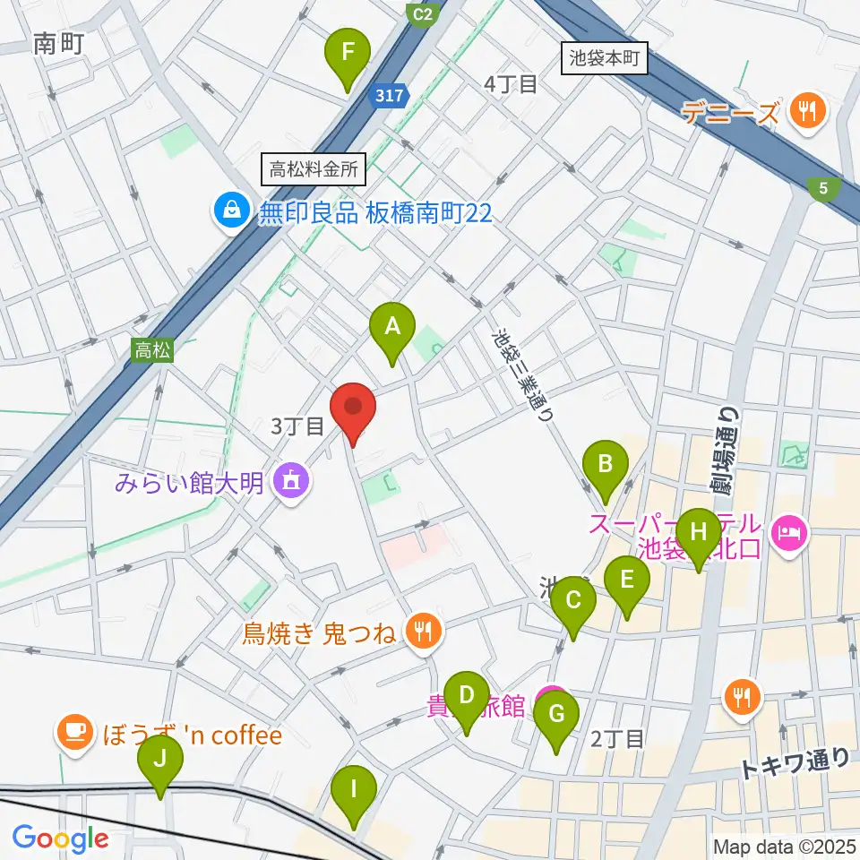 池袋ビッグバンボックス周辺のコンビニエンスストア一覧地図