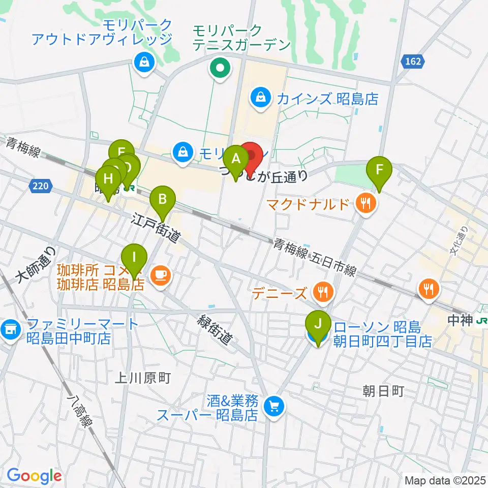 FOSTERホール 昭島市民会館周辺のコンビニエンスストア一覧地図