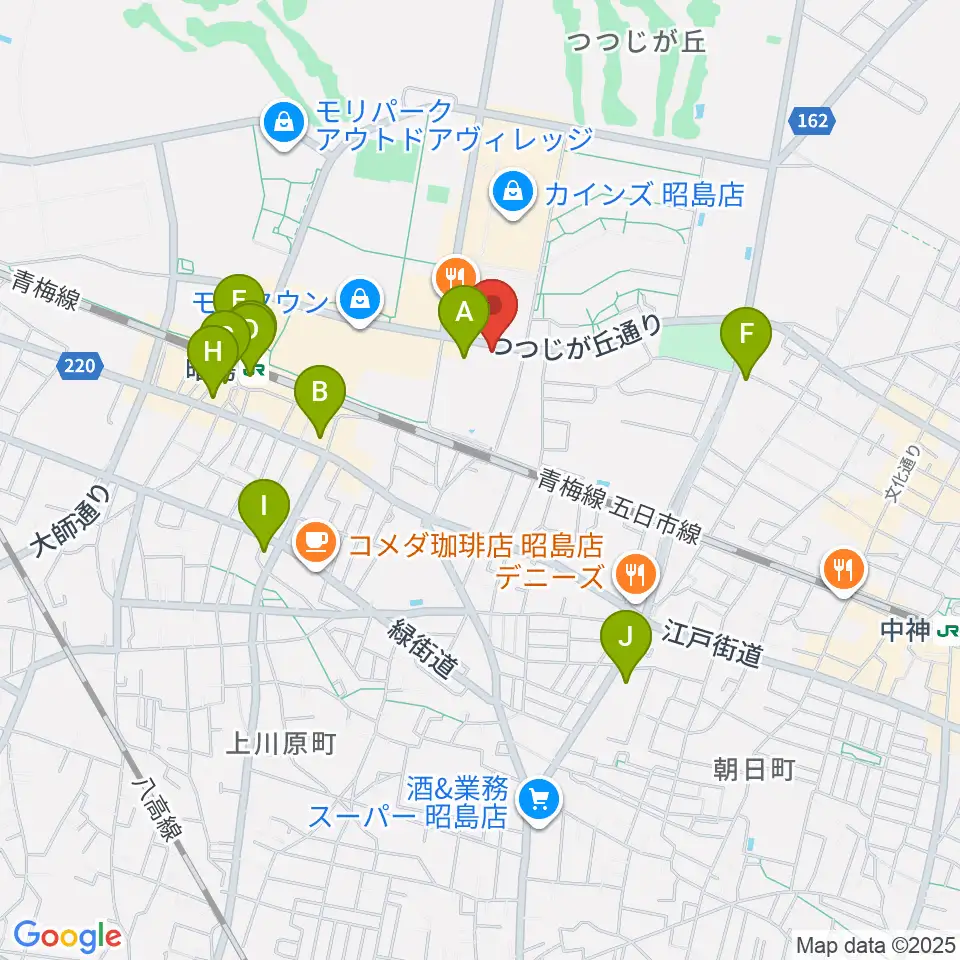 FOSTERホール 昭島市民会館周辺のコンビニエンスストア一覧地図