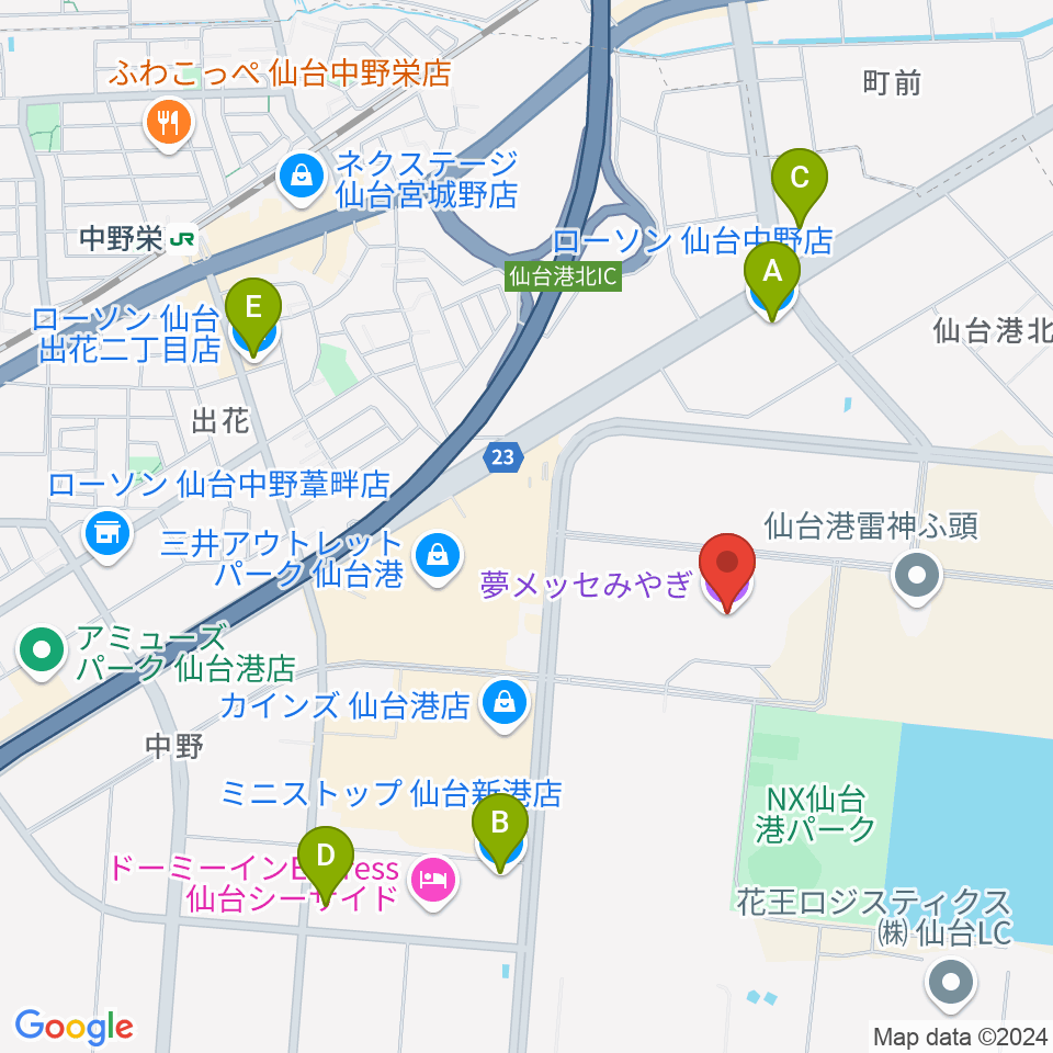 夢メッセみやぎ周辺のコンビニエンスストア一覧地図