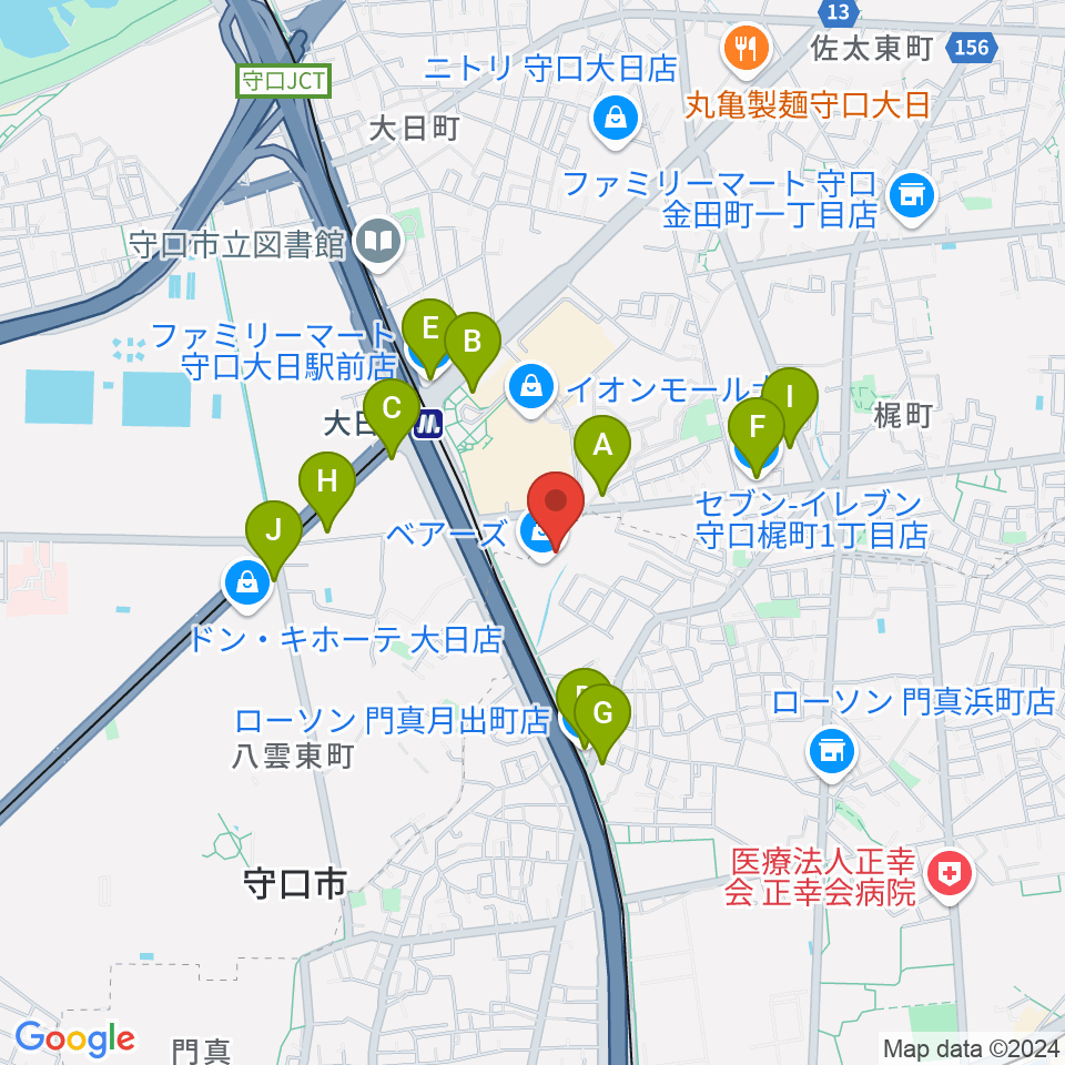 大東楽器ヤマハピアノストア周辺のコンビニエンスストア一覧地図