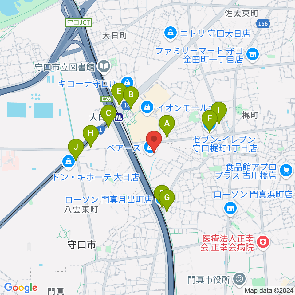 大東楽器ヤマハピアノストア周辺のコンビニエンスストア一覧地図