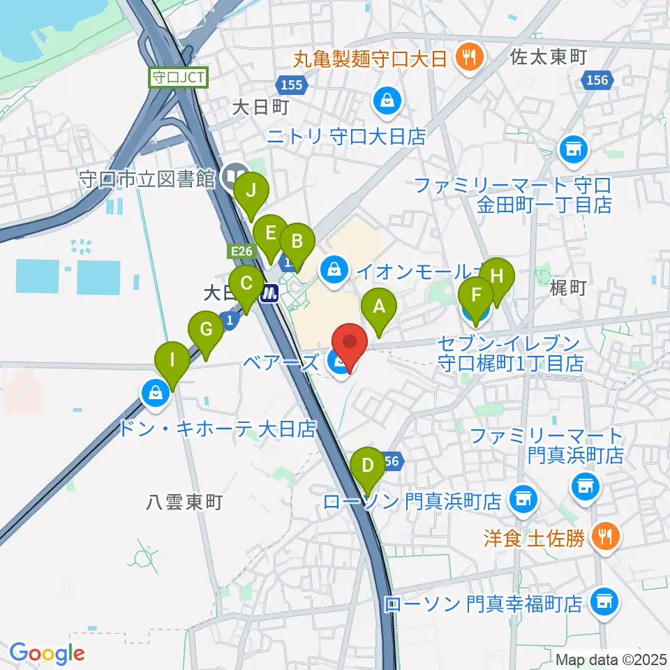 大東楽器ヤマハピアノストア周辺のコンビニエンスストア一覧地図