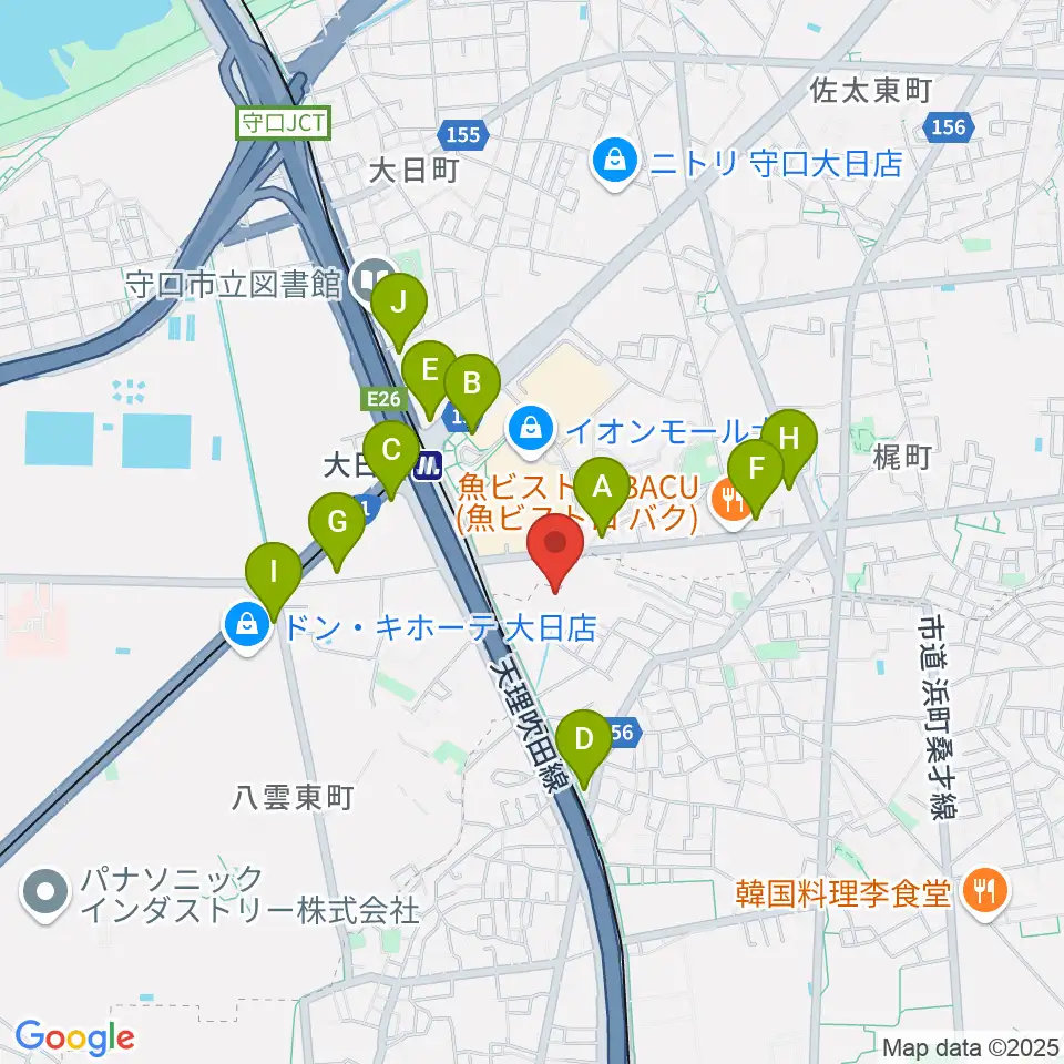 大東楽器ヤマハピアノストア周辺のコンビニエンスストア一覧地図