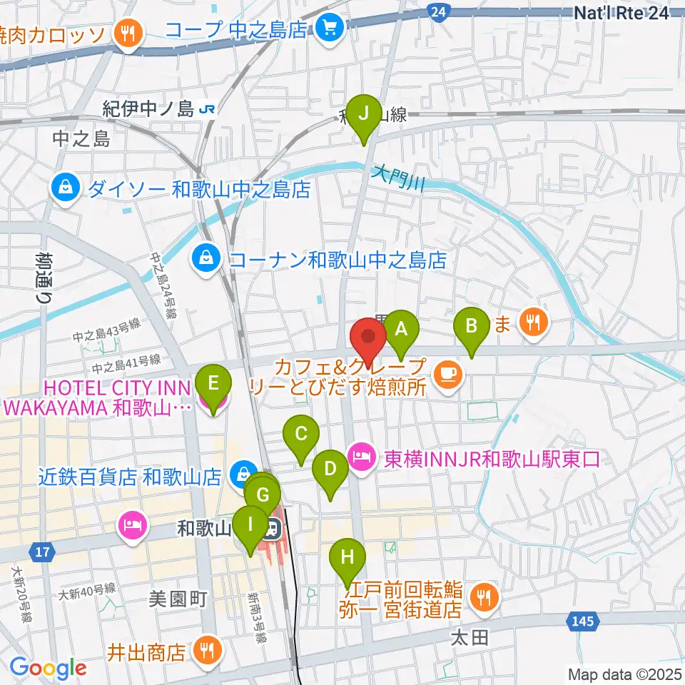 chanabaサクソフォーン教室周辺のコンビニエンスストア一覧地図