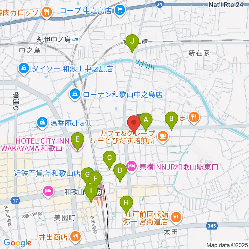 chanabaサクソフォーン教室周辺のコンビニエンスストア一覧地図