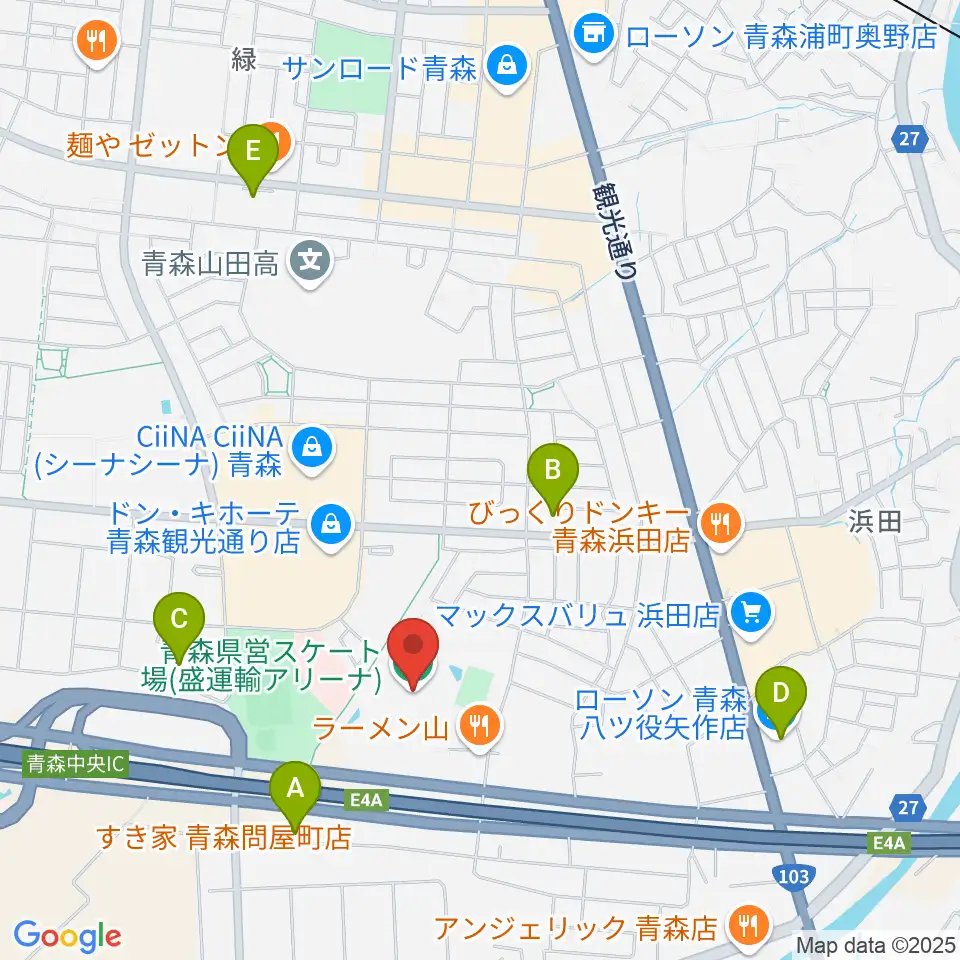 盛運輸アリーナ周辺のコンビニエンスストア一覧地図
