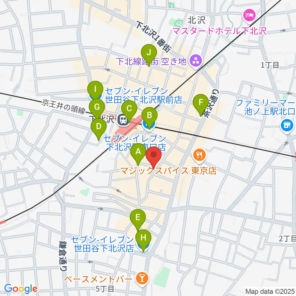下北沢WAVER周辺のコンビニエンスストア一覧地図