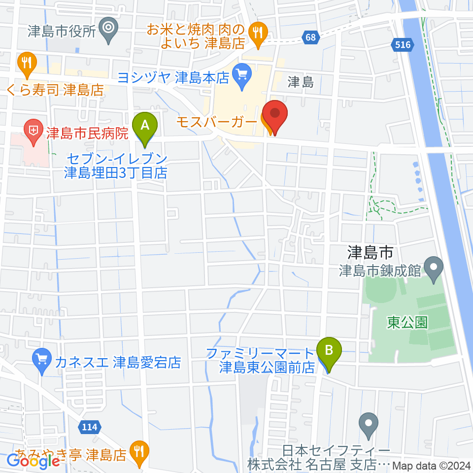 津島グランツ周辺のコンビニエンスストア一覧地図