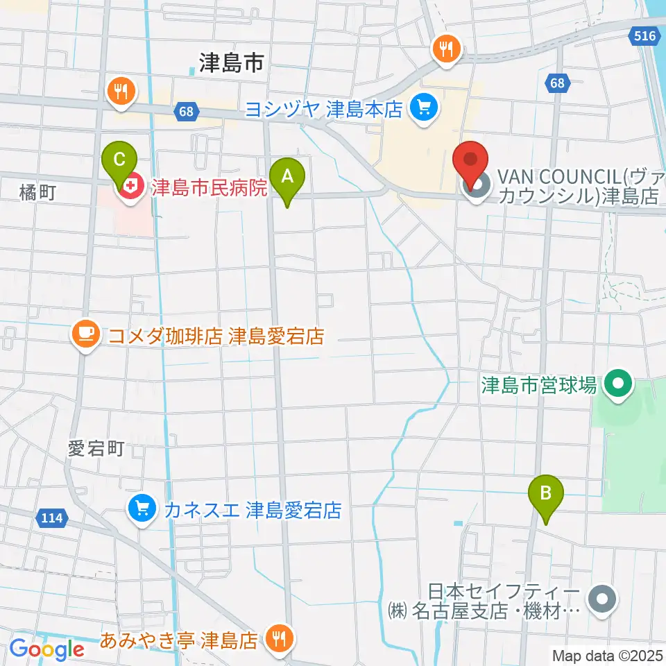 津島グランツ周辺のコンビニエンスストア一覧地図