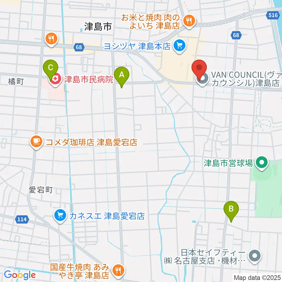 津島グランツ周辺のコンビニエンスストア一覧地図