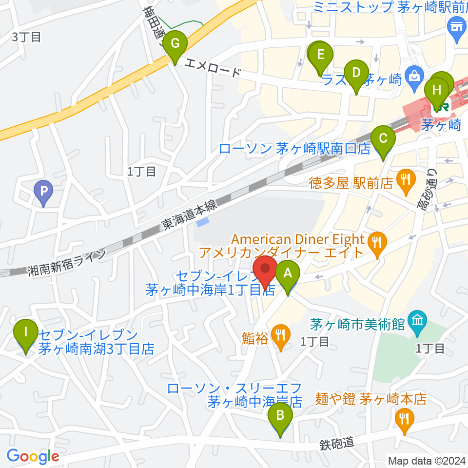 茅ヶ崎MARRY周辺のコンビニエンスストア一覧地図