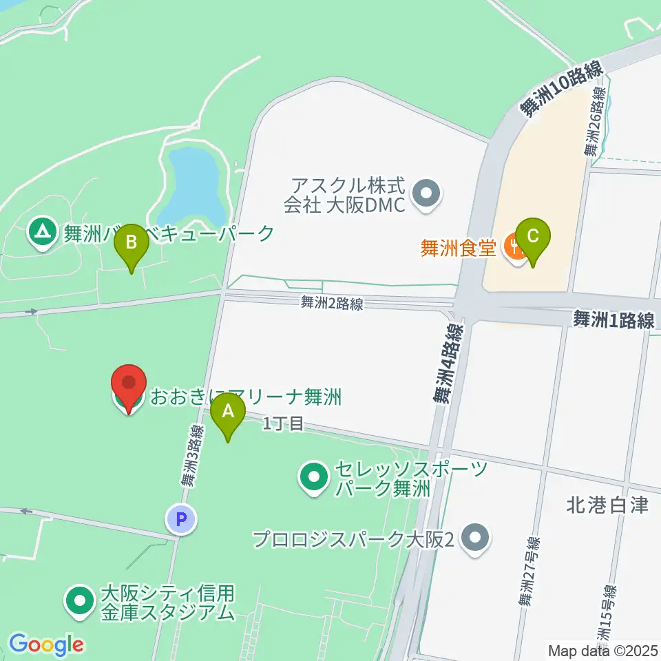 おおきにアリーナ舞洲周辺のコンビニエンスストア一覧地図