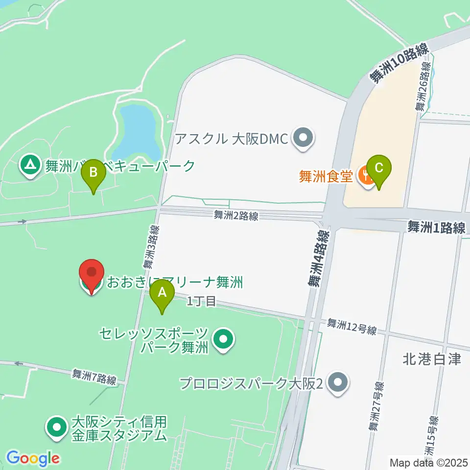 おおきにアリーナ舞洲周辺のコンビニエンスストア一覧地図