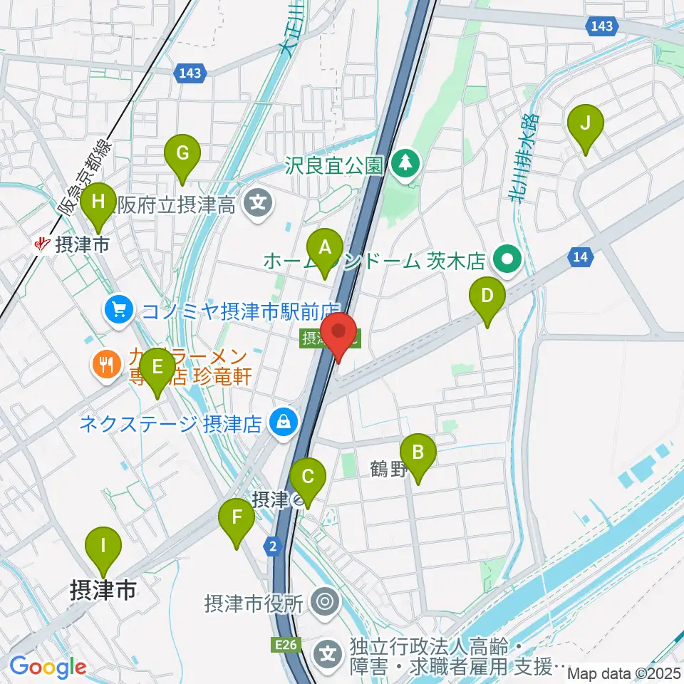 茨木ジャックライオン周辺のコンビニエンスストア一覧地図